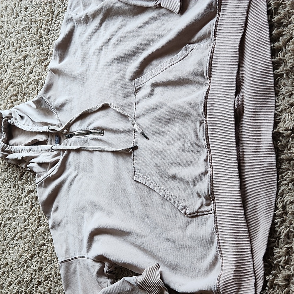 Aerie sand color lightweight 3/4 zipper hoodie women's xs oversized fit - Picture 5 of 8